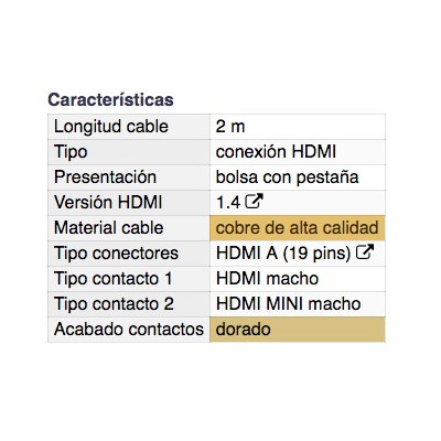 DH CONEXIÓN HDMI 1.4 MACHO A MACHO HDMI MINI