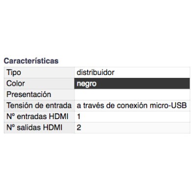 DH DISTRIBUIDOR HDMI 2 SALIDAS