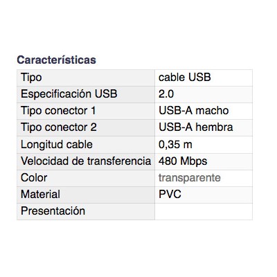 DH CONEXIÓN USB 2.0 MACHO A HEMBRA