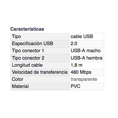 DH CONEXIÓN USB 2.0 MACHO A HEMBRA