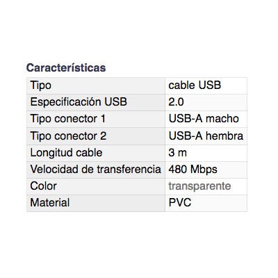 DH CONEXIÓN USB 2.0 MACHO A HEMBRA