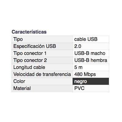 DH CONEXIÓN USB 2.0 B MACHO A B HEMBRA