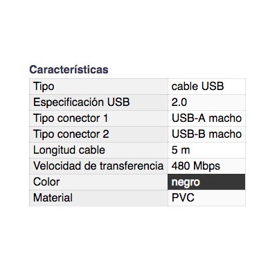 DH CONEXIÓN USB 2.0 A MACHO A B MACHO