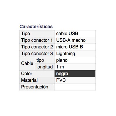 DH CONEXIÓN USB 2.0 A MICRO USB MACHO + LIGHTING