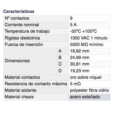 DH CONECTOR HEMBRA "D"