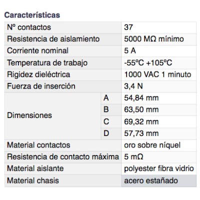 DH CONECTOR MACHO "D" SUB