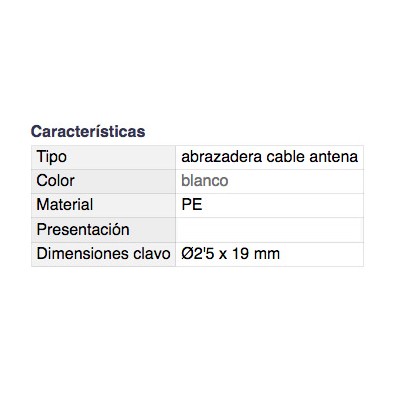 DH ABRAZADERA PARA CABLE COAXIAL