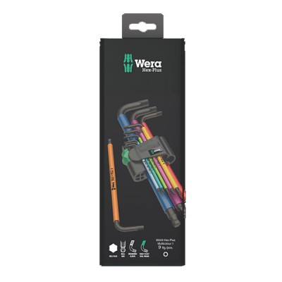 WERA JUEGO DE LLAVES MÉTRICAS ACODADAS MULTICOLOR DE 9 PIEZAS