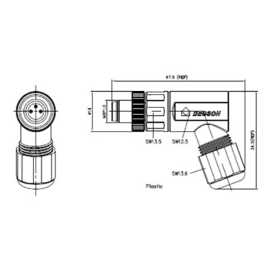 DEGSON CONECTOR MACHO ACODADO M8