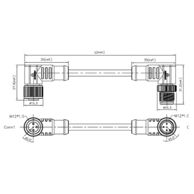 DEGSON CONECTOR HEMBRA ACODADO M12